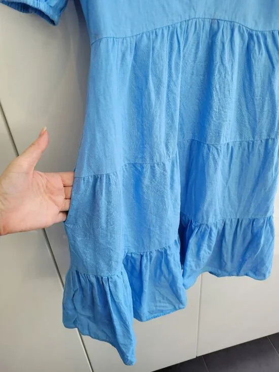 Ever New Melbourne 100% Linen Light Blue Dress Size 2 US - Picture 5 of 12